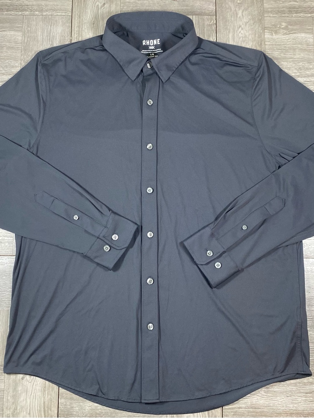 Rhone Men's Button Up Shirt Classic Fit Commuter - Italian Fabric Black - Large